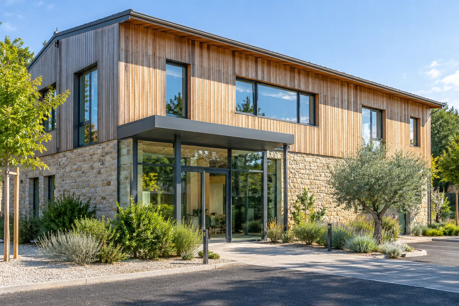Bâtiment professionnel illustrant l’exemple fictif d’entreprise